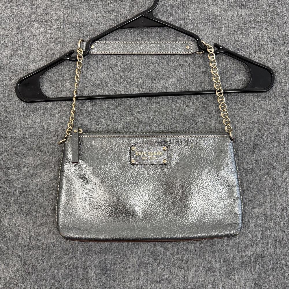 Kate Spade Wellesley Byrd Shoulder Bag‎ Handbag Silver Leather Chain Strap Purse